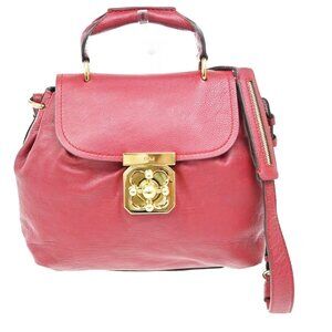 CHLOE Logo Elsie 2Way Shoulder Hand Bag Leather Red GHW 34RL416